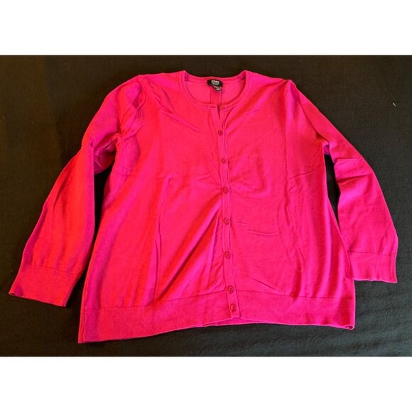 Jones New York Signature Womens Size XXLarge Fuchsia Cardigan Sweater - Picture 1 of 11